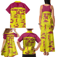 West Indies Cricket Custom Family Matching Tank Maxi Dress and Hawaiian Shirt Windies Palm Tree Tropical Style - Wonder Print Shop