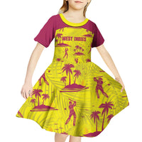West Indies Cricket Custom Kid Short Sleeve Dress Windies Palm Tree Tropical Style - Wonder Print Shop