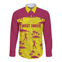 West Indies Cricket Custom Long Sleeve Button Shirt Windies Palm Tree Tropical Style - Wonder Print Shop