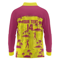 West Indies Cricket Custom Long Sleeve Polo Shirt Windies Palm Tree Tropical Style - Wonder Print Shop