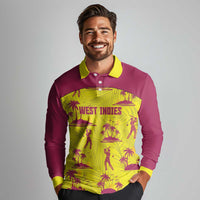 West Indies Cricket Custom Long Sleeve Polo Shirt Windies Palm Tree Tropical Style - Wonder Print Shop
