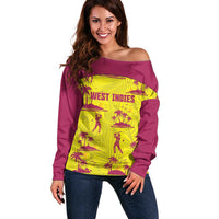 West Indies Cricket Custom Off Shoulder Sweater Windies Palm Tree Tropical Style - Wonder Print Shop