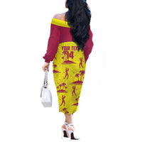 West Indies Cricket Custom Off The Shoulder Long Sleeve Dress Windies Palm Tree Tropical Style - Wonder Print Shop