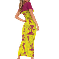 West Indies Cricket Custom Short Sleeve Bodycon Dress Windies Palm Tree Tropical Style - Wonder Print Shop