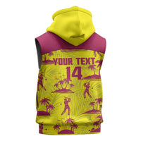 West Indies Cricket Custom Sleeveless Zip Hoodie Windies Palm Tree Tropical Style - Wonder Print Shop