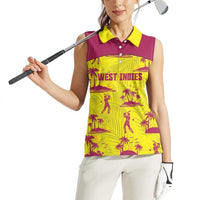 West Indies Cricket Custom Women Sleeveless Polo Shirt Windies Palm Tree Tropical Style - Wonder Print Shop