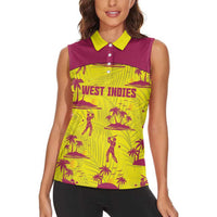 West Indies Cricket Custom Women Sleeveless Polo Shirt Windies Palm Tree Tropical Style - Wonder Print Shop