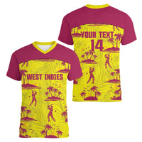 West Indies Cricket Custom Women V-Neck T-Shirt Windies Palm Tree Tropical Style - Wonder Print Shop