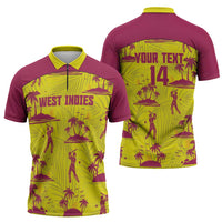 West Indies Cricket Custom Zipper Polo Shirt Windies Palm Tree Tropical Style - Wonder Print Shop