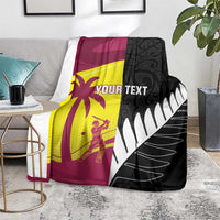 New Zealand and West Indies Cricket Custom Blanket Black Cap Windies Together - Wonder Print Shop