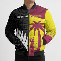 New Zealand and West Indies Cricket Custom Bomber Puffer Jacket Black Cap Windies Together - Wonder Print Shop