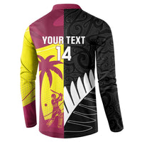 New Zealand and West Indies Cricket Custom Button Sweatshirt Black Cap Windies Together - Wonder Print Shop