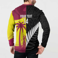 New Zealand and West Indies Cricket Custom Button Sweatshirt Black Cap Windies Together - Wonder Print Shop