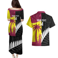 New Zealand and West Indies Cricket Custom Couples Matching Puletasi and Hawaiian Shirt Black Cap Windies Together - Wonder Print Shop