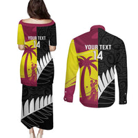 New Zealand and West Indies Cricket Custom Couples Matching Puletasi and Long Sleeve Button Shirt Black Cap Windies Together - Wonder Print Shop