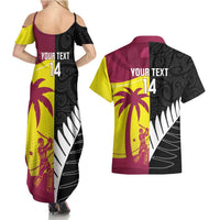 New Zealand and West Indies Cricket Custom Couples Matching Summer Maxi Dress and Hawaiian Shirt Black Cap Windies Together - Wonder Print Shop