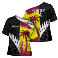 New Zealand and West Indies Cricket Custom Cross Shoulder Shirt Black Cap Windies Together - Wonder Print Shop
