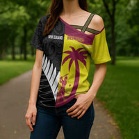New Zealand and West Indies Cricket Custom Cross Shoulder Shirt Black Cap Windies Together - Wonder Print Shop