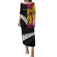 New Zealand and West Indies Cricket Custom Family Matching Puletasi and Hawaiian Shirt Black Cap Windies Together - Wonder Print Shop