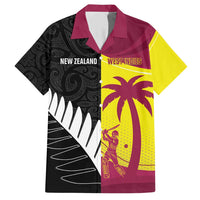 New Zealand and West Indies Cricket Custom Family Matching Short Sleeve Bodycon Dress and Hawaiian Shirt Black Cap Windies Together - Wonder Print Shop