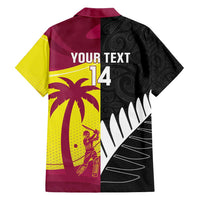 New Zealand and West Indies Cricket Custom Family Matching Short Sleeve Bodycon Dress and Hawaiian Shirt Black Cap Windies Together - Wonder Print Shop