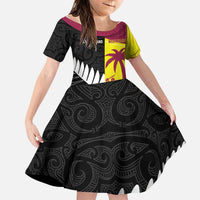 New Zealand and West Indies Cricket Custom Family Matching Summer Maxi Dress and Hawaiian Shirt Black Cap Windies Together - Wonder Print Shop