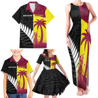 New Zealand and West Indies Cricket Custom Family Matching Tank Maxi Dress and Hawaiian Shirt Black Cap Windies Together - Wonder Print Shop