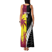 New Zealand and West Indies Cricket Custom Family Matching Tank Maxi Dress and Hawaiian Shirt Black Cap Windies Together - Wonder Print Shop