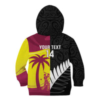 New Zealand and West Indies Cricket Custom Kid Hoodie Black Cap Windies Together - Wonder Print Shop