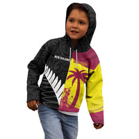 New Zealand and West Indies Cricket Custom Kid Hoodie Black Cap Windies Together - Wonder Print Shop