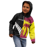New Zealand and West Indies Cricket Custom Kid Hoodie Black Cap Windies Together - Wonder Print Shop