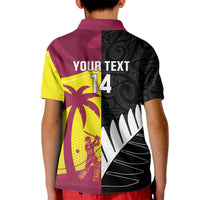 New Zealand and West Indies Cricket Custom Kid Polo Shirt Black Cap Windies Together - Wonder Print Shop