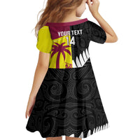 New Zealand and West Indies Cricket Custom Kid Short Sleeve Dress Black Cap Windies Together - Wonder Print Shop