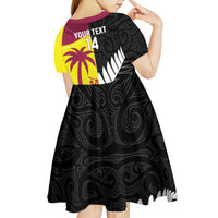New Zealand and West Indies Cricket Custom Kid Short Sleeve Dress Black Cap Windies Together - Wonder Print Shop