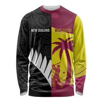 New Zealand and West Indies Cricket Custom Long Sleeve Shirt Black Cap Windies Together - Wonder Print Shop