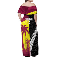 New Zealand and West Indies Cricket Custom Off Shoulder Maxi Dress Black Cap Windies Together - Wonder Print Shop
