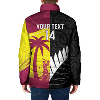 New Zealand and West Indies Cricket Custom Padded Jacket Black Cap Windies Together - Wonder Print Shop