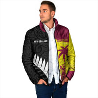 New Zealand and West Indies Cricket Custom Padded Jacket Black Cap Windies Together - Wonder Print Shop