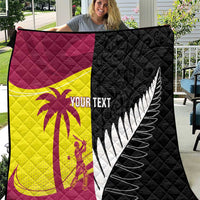 New Zealand and West Indies Cricket Custom Quilt Black Cap Windies Together - Wonder Print Shop