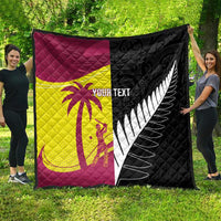 New Zealand and West Indies Cricket Custom Quilt Black Cap Windies Together - Wonder Print Shop