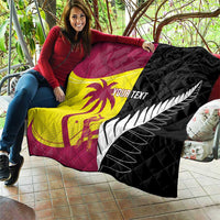 New Zealand and West Indies Cricket Custom Quilt Black Cap Windies Together - Wonder Print Shop