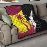 New Zealand and West Indies Cricket Custom Quilt Black Cap Windies Together - Wonder Print Shop