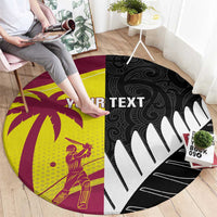 New Zealand and West Indies Cricket Custom Round Carpet Black Cap Windies Together - Wonder Print Shop