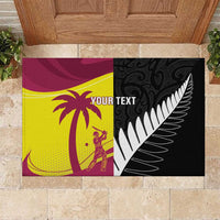New Zealand and West Indies Cricket Custom Rubber Doormat Black Cap Windies Together - Wonder Print Shop