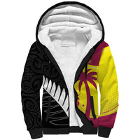 New Zealand and West Indies Cricket Custom Sherpa Hoodie Black Cap Windies Together - Wonder Print Shop