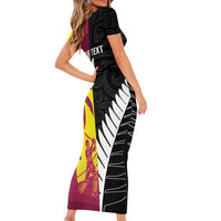 New Zealand and West Indies Cricket Custom Short Sleeve Bodycon Dress Black Cap Windies Together - Wonder Print Shop