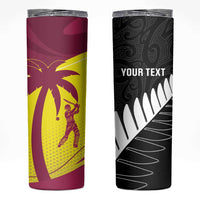 New Zealand and West Indies Cricket Custom Skinny Tumbler Black Cap Windies Together - Wonder Print Shop