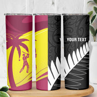 New Zealand and West Indies Cricket Custom Skinny Tumbler Black Cap Windies Together - Wonder Print Shop