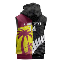 New Zealand and West Indies Cricket Custom Sleeveless Zip Hoodie Black Cap Windies Together - Wonder Print Shop