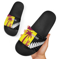 New Zealand and West Indies Cricket Custom Slide Sandals Black Cap Windies Together - Wonder Print Shop